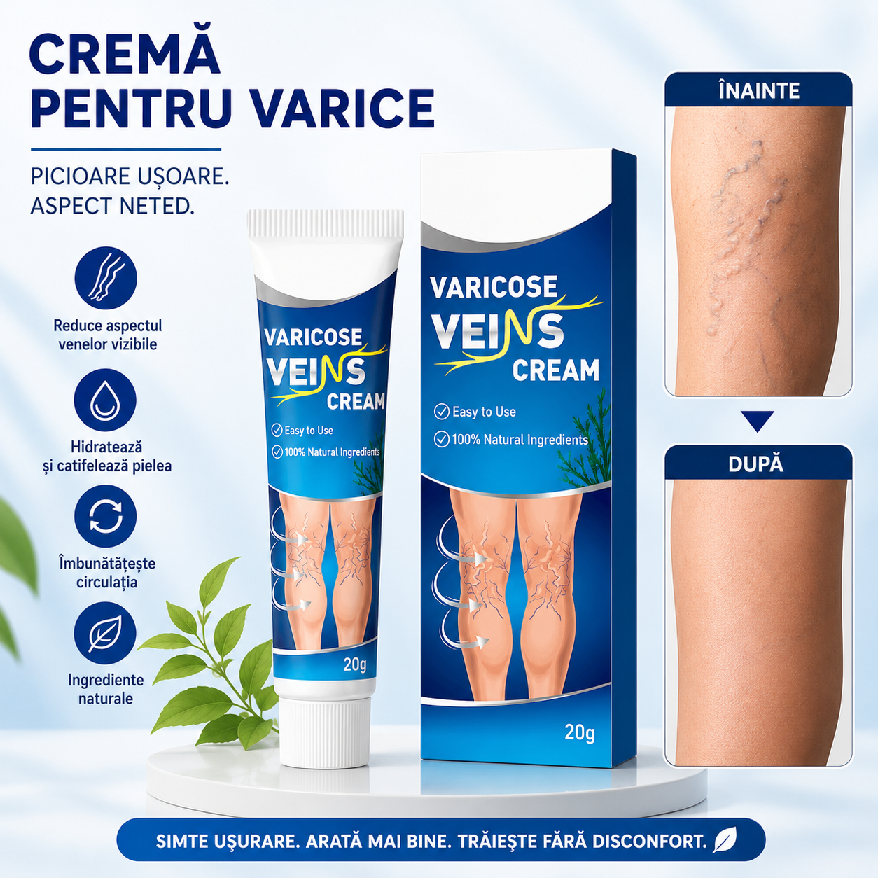 Cremă pentru Varice- Unguent pentru Ameliorarea și Îngrijirea Varicelor, 20 g