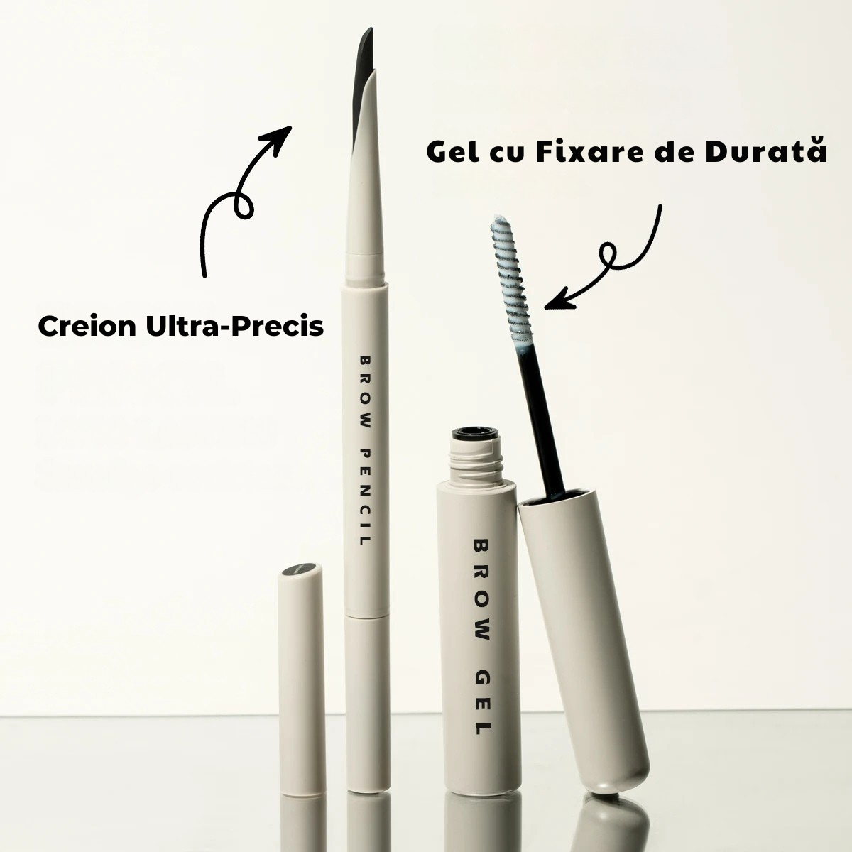Set Sprâncene 2-în-1: Creion Ultra-Precis și Gel cu Fixare de Durată