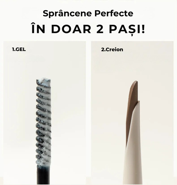 Brow Duo Perfect – Creion Rezistent + Gel cu Fixare Puternică